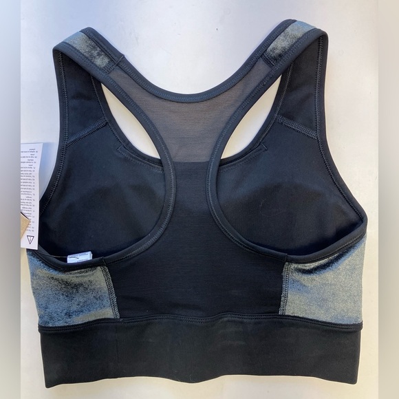 Nike Air Swoosh Sports Bra, Dri-Fit, Medium Support, Black/Silver, S, NWT - Picture 2 of 6